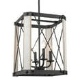 thumbnail image 1 of Kira Home Wrightwood 19" Farmhouse Pendant Light, Metal Wire Cage Hanging Lantern, White Ash Wood, Textured Black, 1 of 7