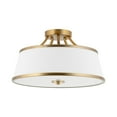 thumbnail image 1 of Kira Home Zoey 18" Modern Gold Semi Flush Mount with White Tapered Fabric Shade, 3-Light Ceiling Light, Warm Brass, 1 of 8