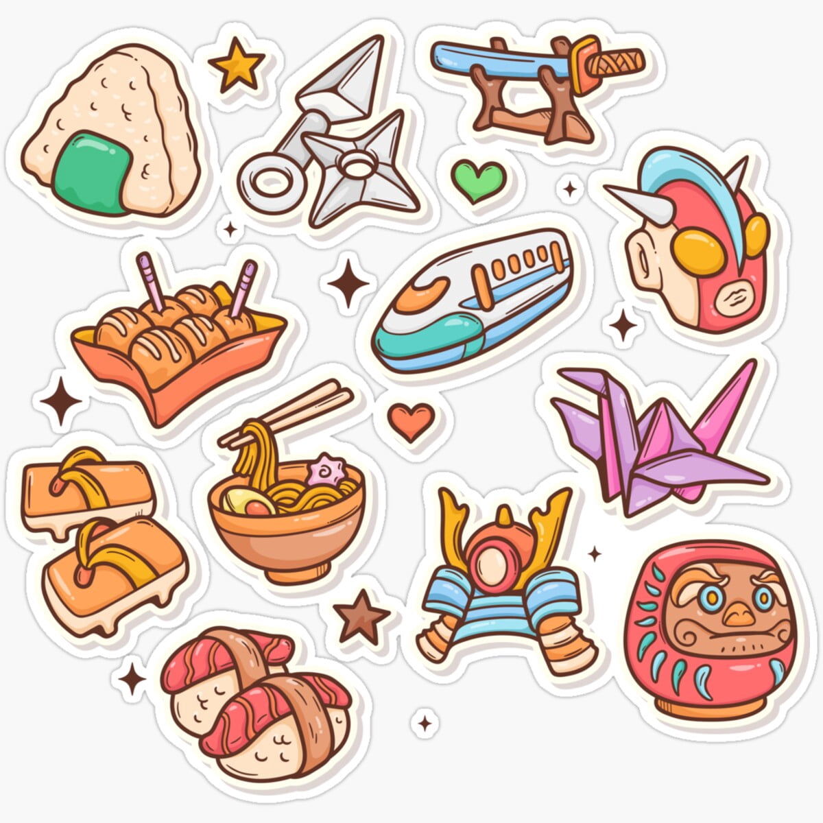 Kira Japan Cute Sticker Pack – Kawaii Japanese Culture Doodle Sticker ...
