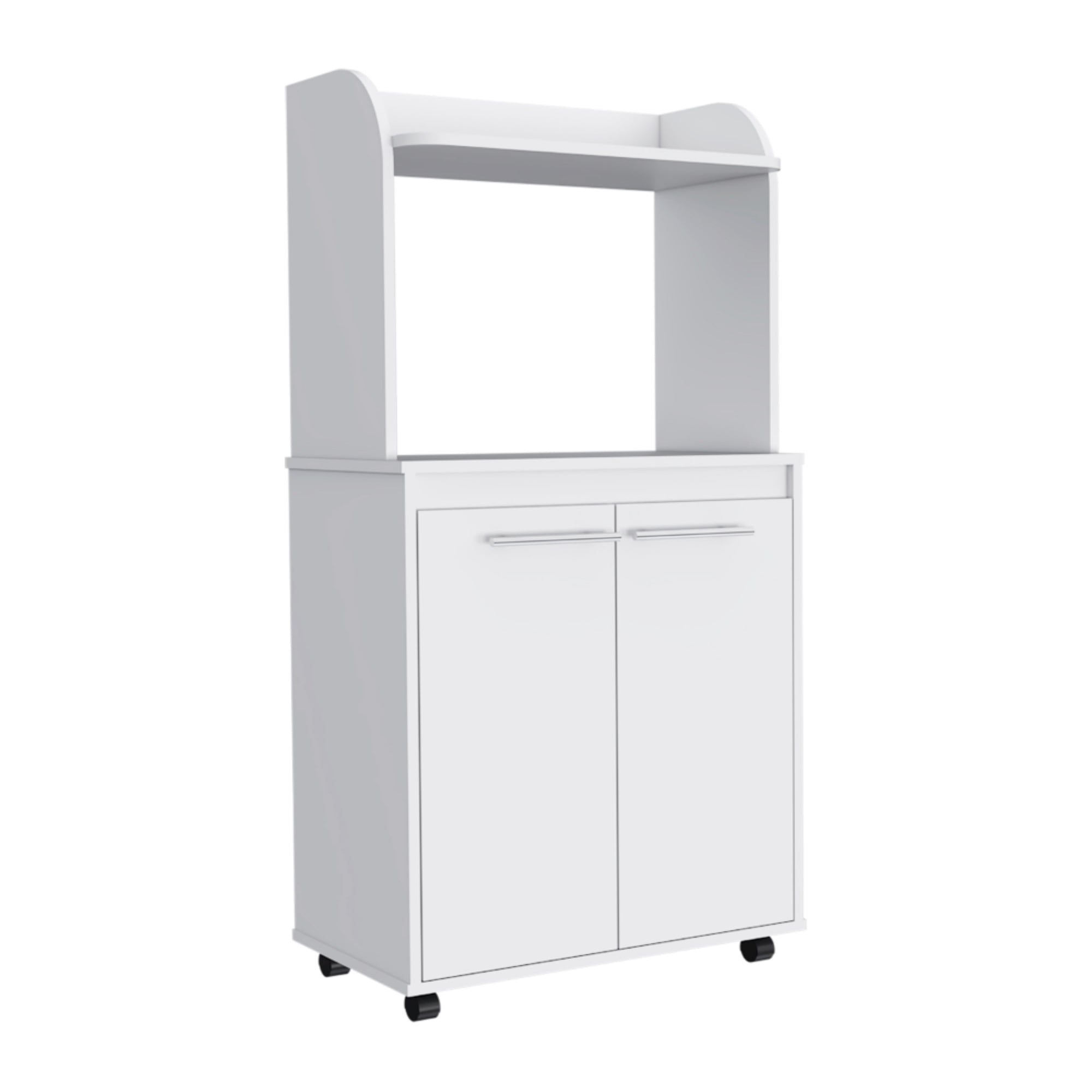 Kira White Manufactured Wood Kitchen Cart with Caster Wheels