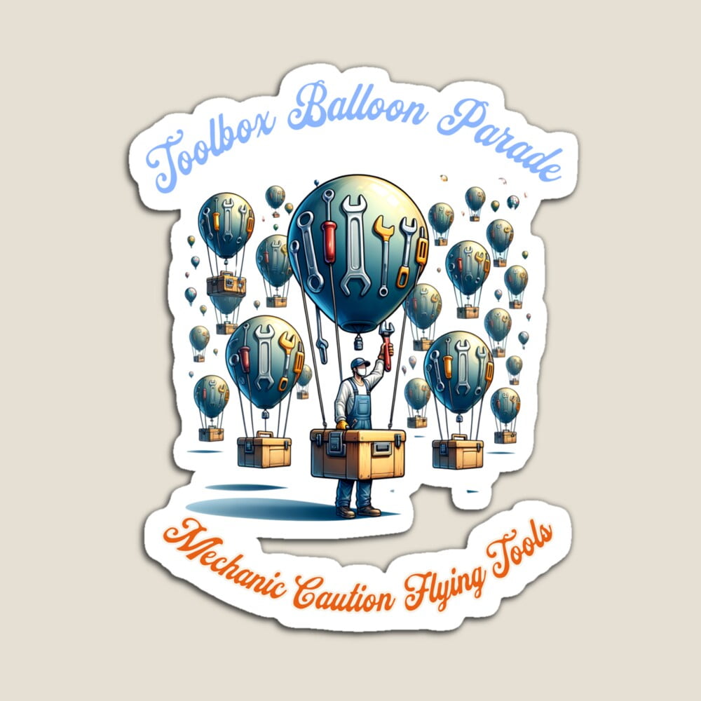 Kira - Mechanic Caution Flying Tools - Toolbox Balloon Parade Sticker ...