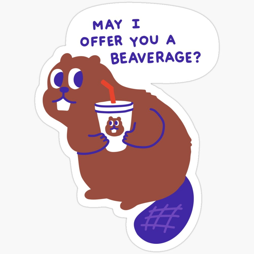 Kira Sticker - Beaver Offers A Beverage Sticker - Walmart.com