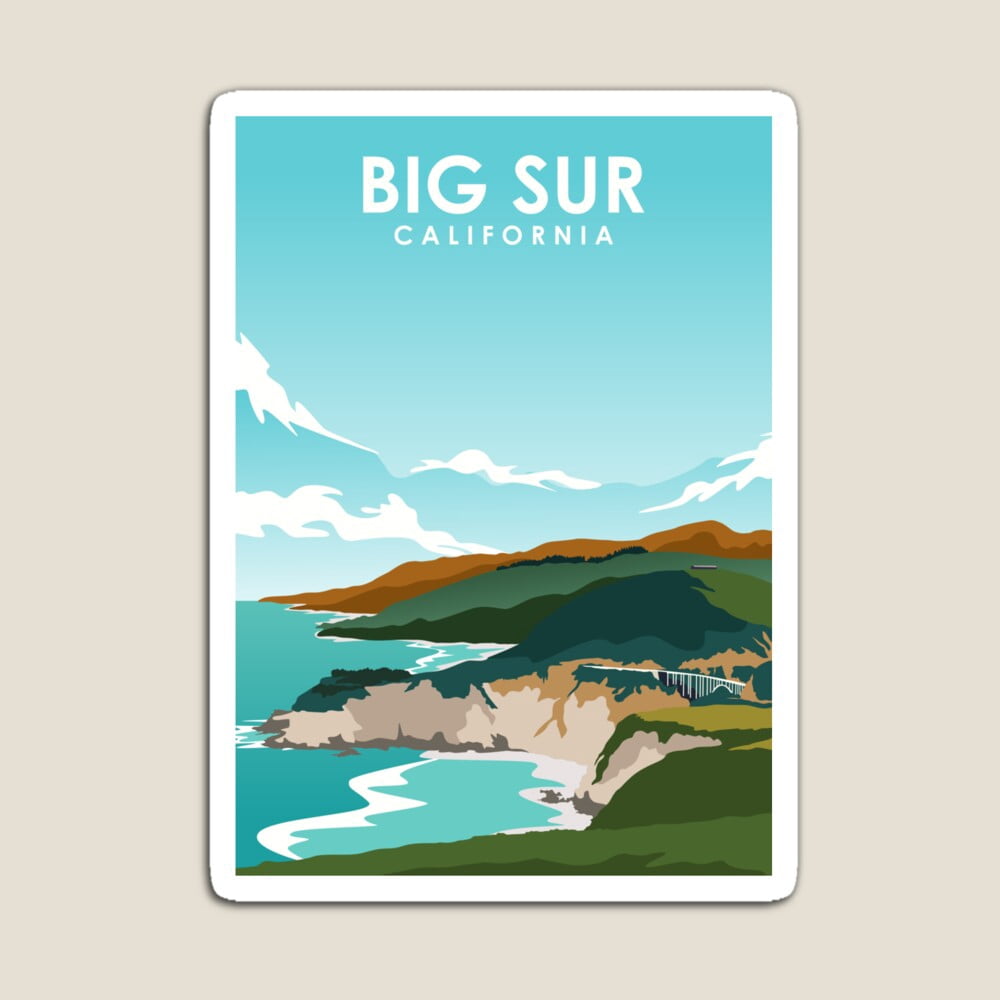 Kira Sticker With Big Sur California Beach Coast Ocean Travel Poster ...