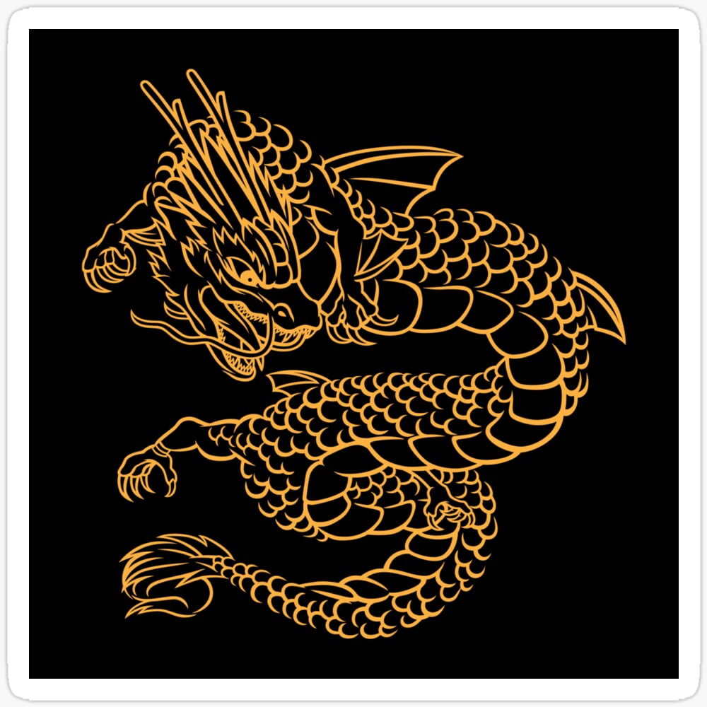 Kira Sticker - Chinese Golden Dragon Sticker - Walmart.com