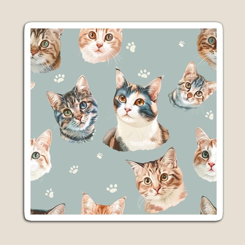 Pretty Cat Sticker Kira Sticker With Cute Cats Kitty Kawaii Seamless Pattern 4 Decorative ...