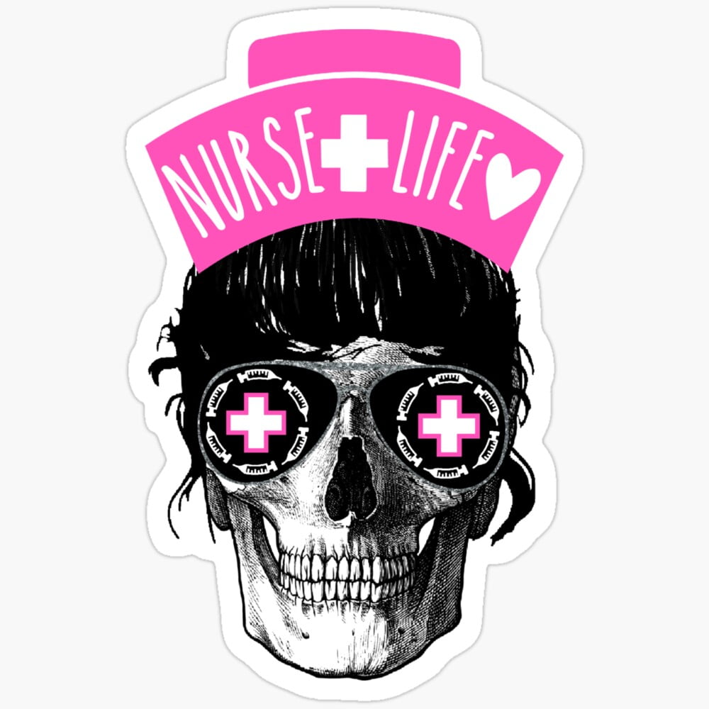 Kira Sticker - Cute Nursing Skull Sunglasses Nurse Life Rn Nurses Hat ...
