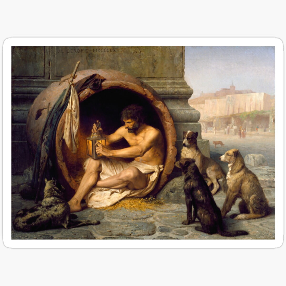 Kira Sticker - Diogenes Sitting In His Tub By Jean-Lã©On Gã©Rã´Me (1860 ...