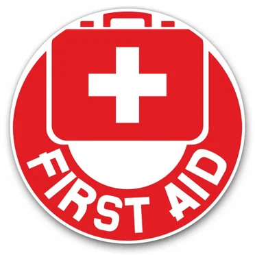 Red First Aid Box Sticker – Health Emergency Safety Decal – Self-Adhesive Vinyl