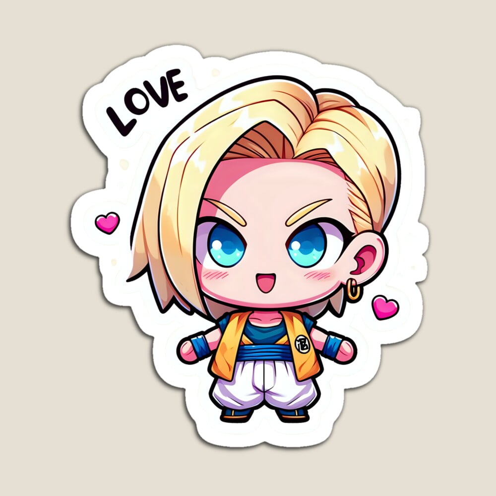 Kira Sticker With G0Ku'S Charm: Chibi Android 18 Sticker Decorative ...