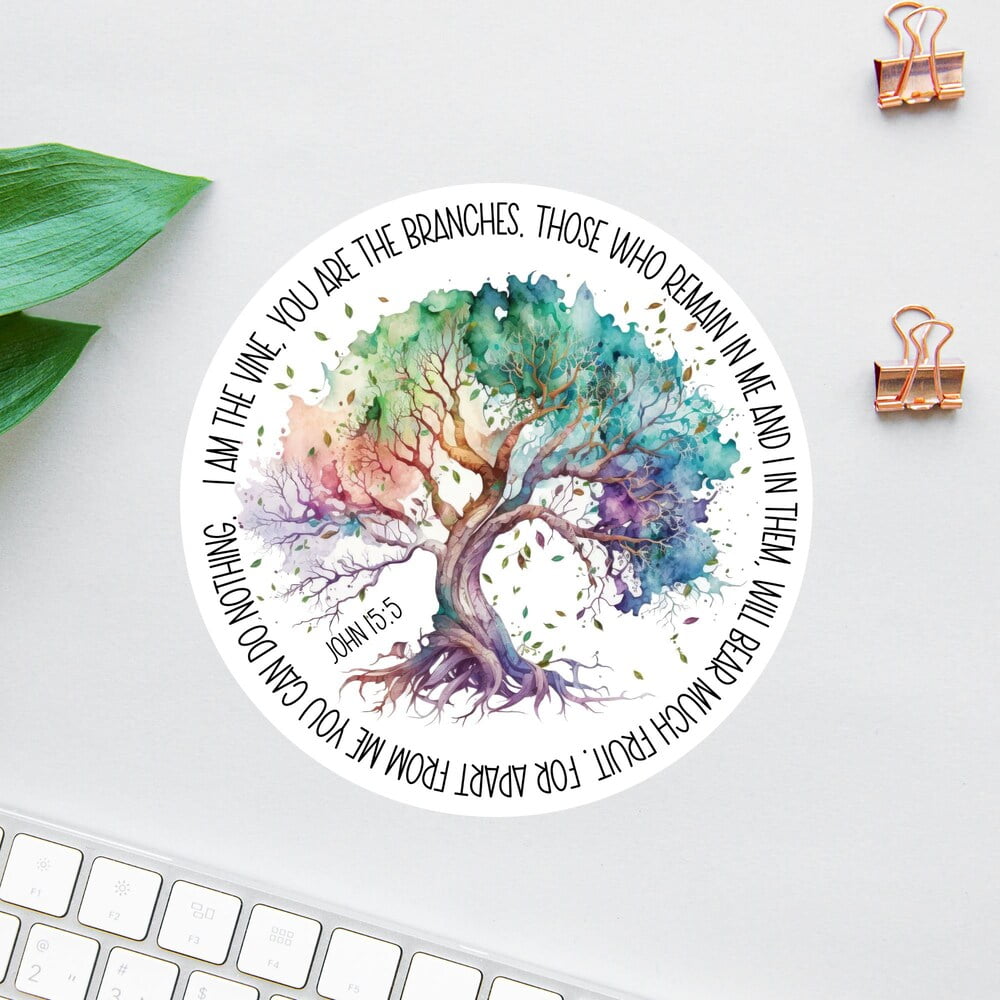 Kira Sticker - I Am The Vine, Jesus, Rainbow Tree Of Life, Bible, Bible ...