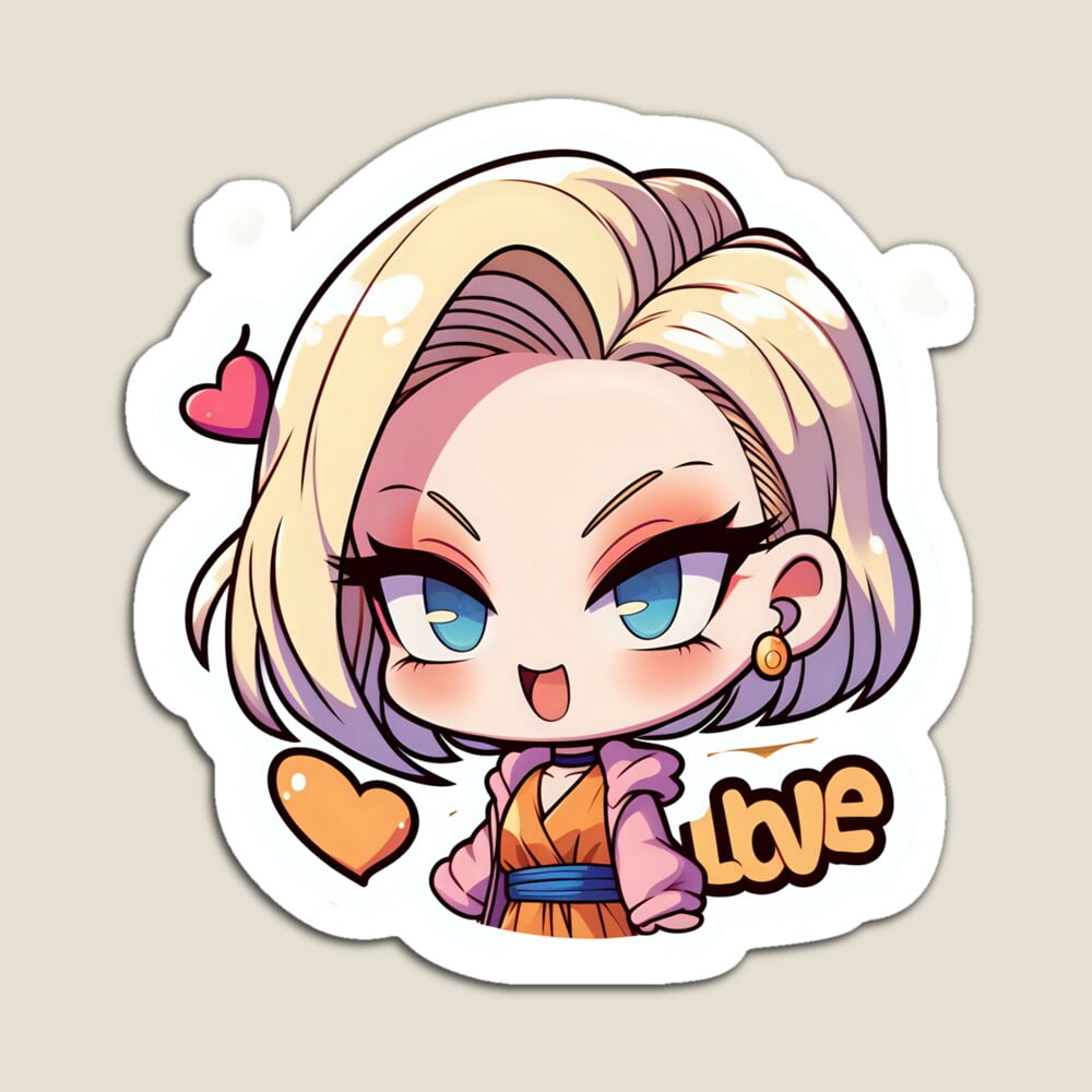 Kira Sticker With Krillin'S Cutie: Chibi Android 18 Sticker Decorative ...