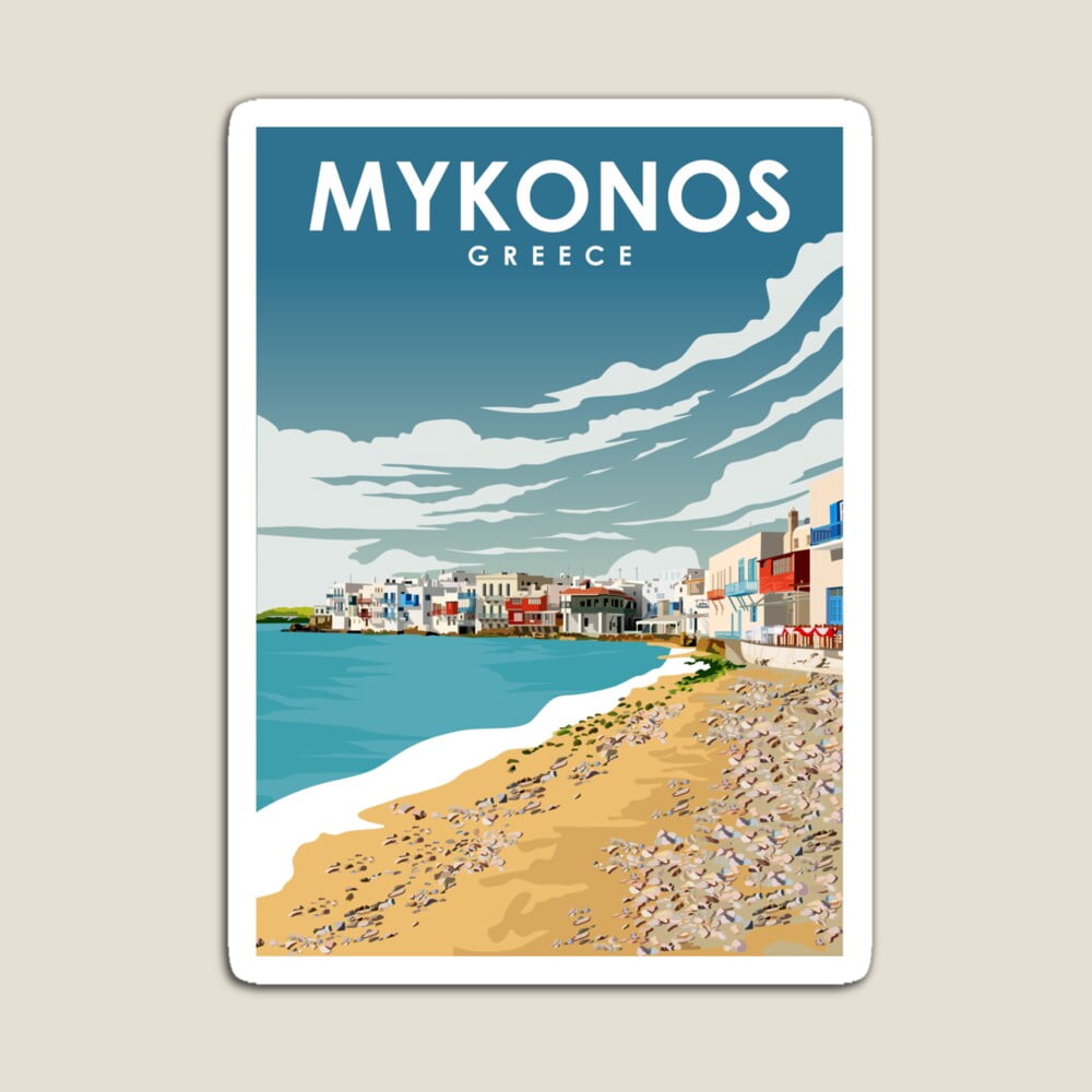 Kira Sticker With Mykonos Greece Daytime Scenic Travel Poster ...