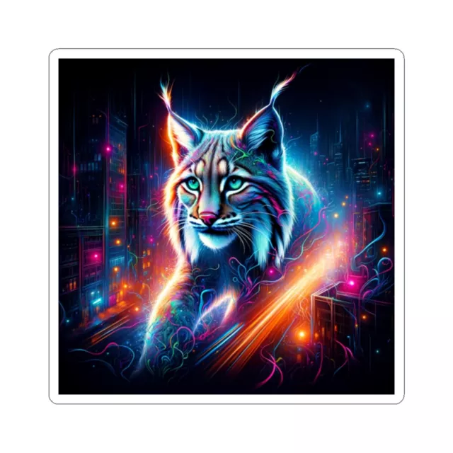 Kira Sticker With Sticker Nocturnal Lynx In Neon Shadows- Design ...