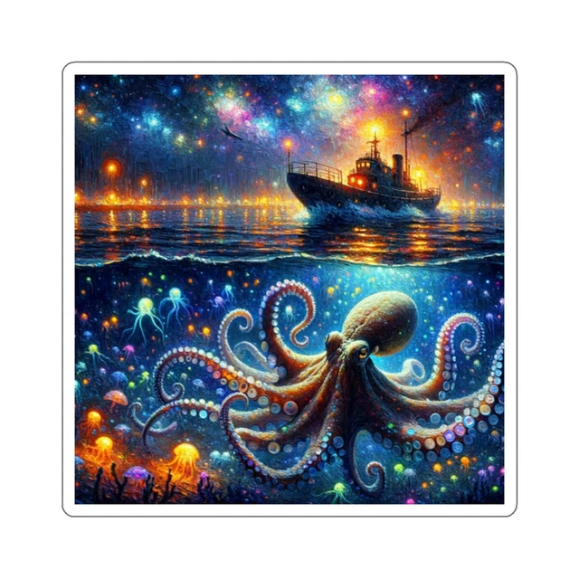 Kira Sticker With Sticker Octopus Underwater Impressionism Nautical Sea ...