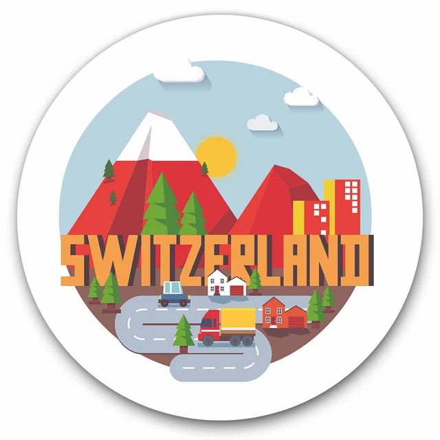 2 Pack Red Switzerland Flag Map Decal Stickers - 4" Die-Cut Vinyl, No Background, For Cars, Laptops, Windows