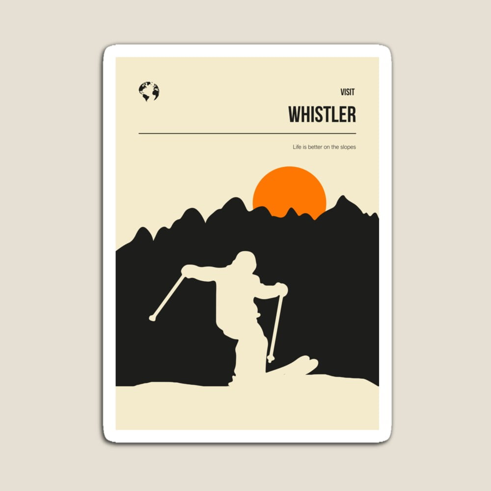 Kira Sticker With Whistler Skiing Vancouver Travel Poster In Minimal ...