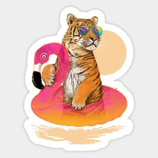 Kira Sticker With Chillin (Flamingo Tiger) Decorative Laptop, Phone