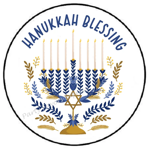 100-Pack Happy Hanukkah Vinyl Stickers - Menorah, Candle, Chanukah Decals For Kids, Scrapbooks, Party Favors
