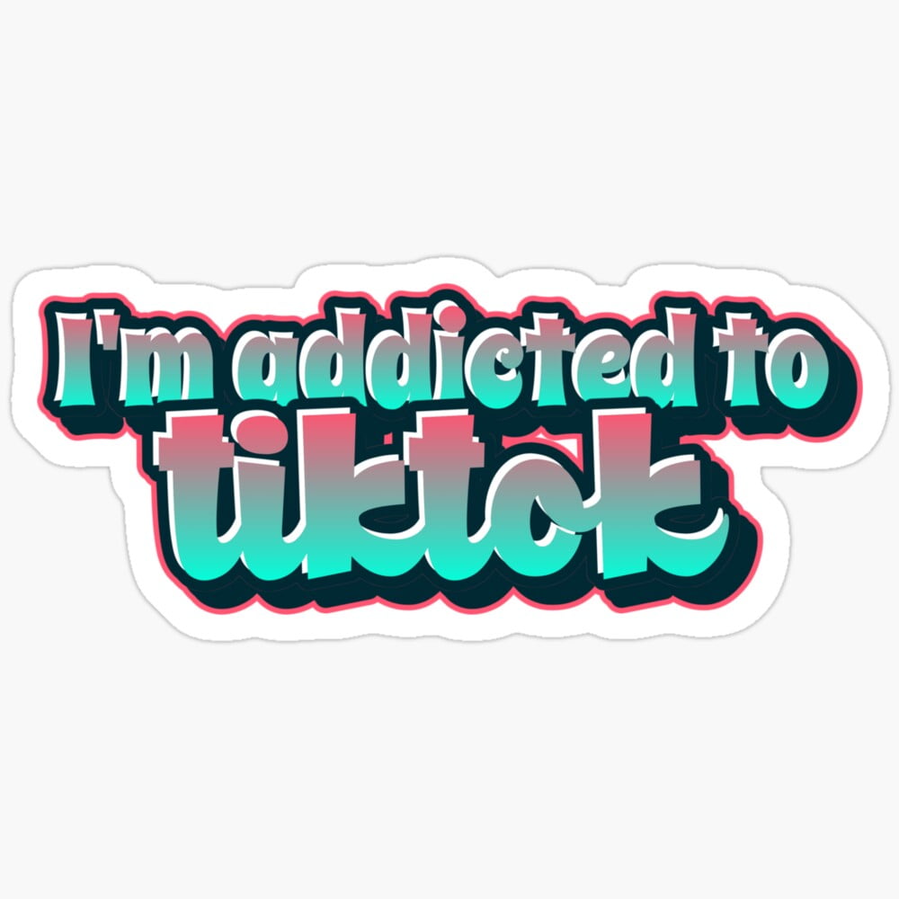 Kira Sticker With I'M Addicted To Tiktok Green Red Decorative Laptop ...