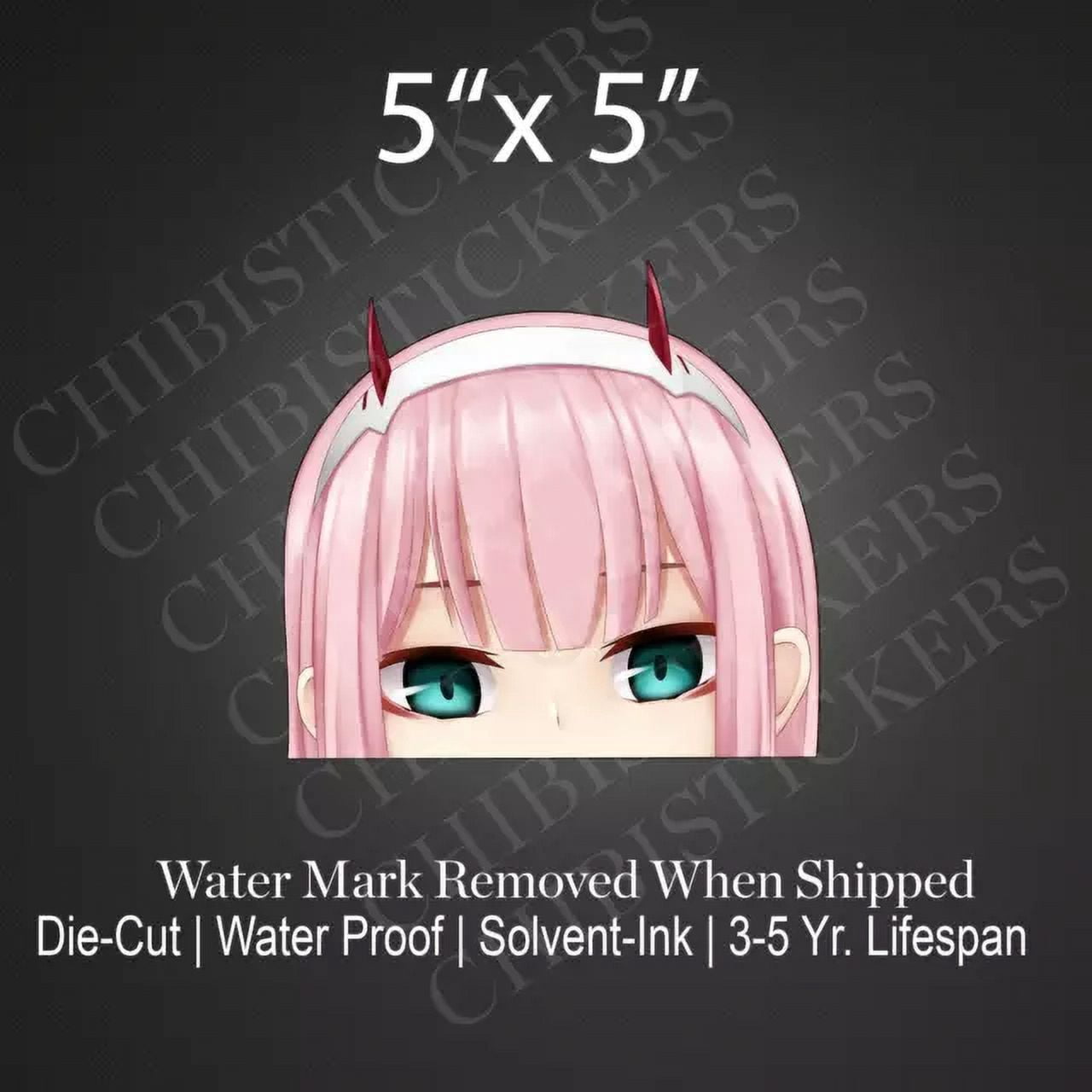 Kira Sticker With Zero Two 002 Red Horns Pink Hair Anime Decorative ...
