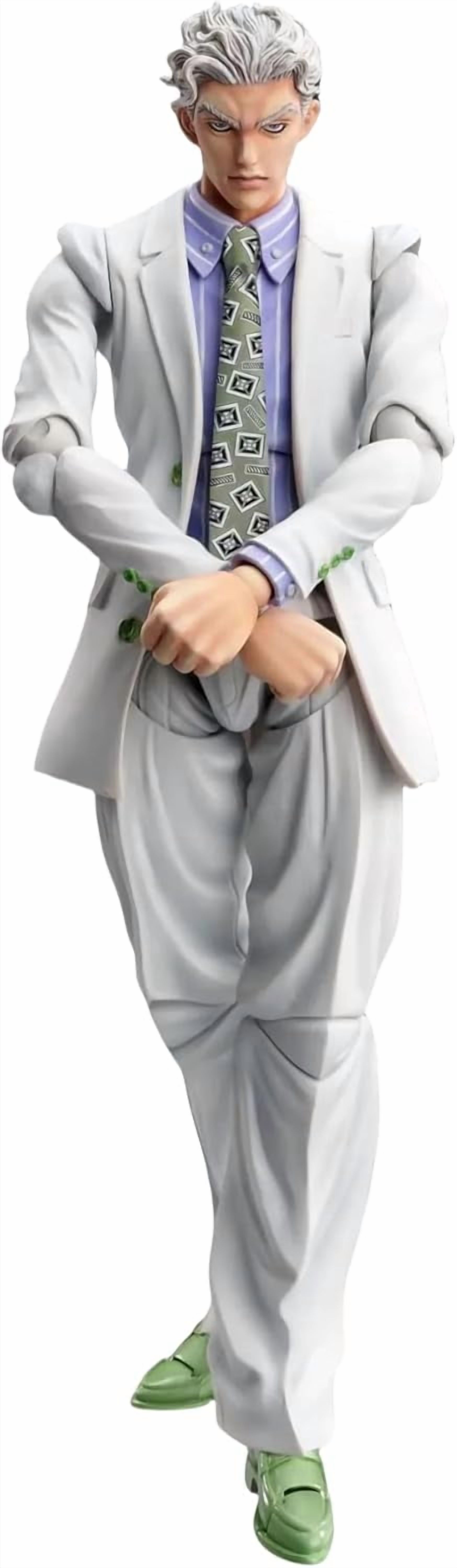 Kira Yoshikage Figure Standing Movable Suit Kira Yoshikage Action Figures 16cm/6.3inch PVC Character Figurine Model for Anime Fans Gift (White)