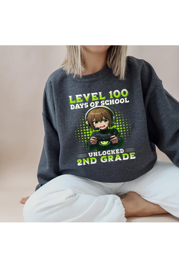 KiraKira 2nd Grade Gamer Anime Boy Level 100 Days of School Shirt, Fun Apparel