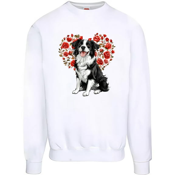 KiraKira Border Collie Valentine’s Day T-Shirt, Cute Red Roses Heart Design Dog Shirt, Unisex S-5XL Gift for Dog Lovers, Valentine’s Day Gift for Men, Women