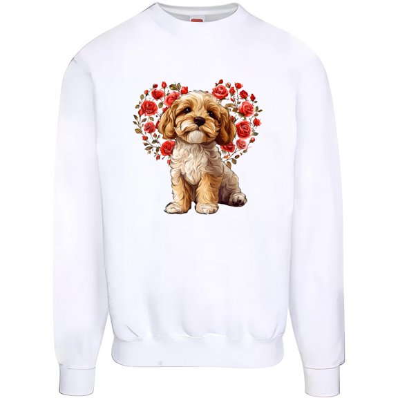 KiraKira Goldendoodle Valentine's Day Heart Roses T-Shirt, Perfect Gift for Dog Moms, Cute Romantic Dog-Themed Shirt