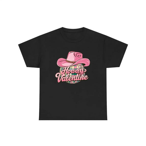 KiraKira Howdy Valentine T-Shirt, Pink Cowboy Hat Valentine's Day Graphic Sweatshirt, Unisex S-5XL Hoodie, Gift for Her