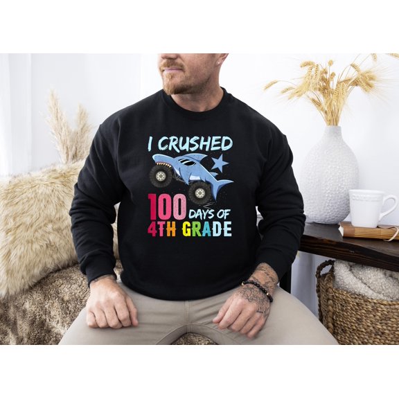 I Crushed 100 Days of 4th Grade T-Shirt, Fun Milestone Hoodie, 100th Day School Sweatshirt, Unisex S-5XL