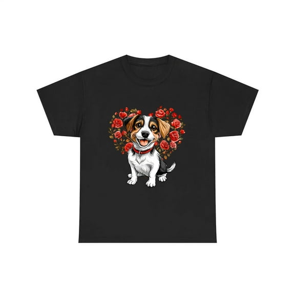 KiraKira Jack Russell Valentine T-Shirt, Adorable Dog with Roses Design, Gift for Pet Owners, Unisex S-5XL Shirt, Sweatshirt, Hoodie