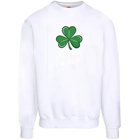 KiraKira Kiss Me I'm Irish Shirt, Fun St. Patrick's Day Clover Sweatshirt, Green Graphic Hoodie for Celebrations and Parties