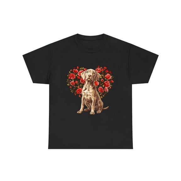 KiraKira Weimaraner Dog T-Shirt, Rose Heart Valentine's Day Graphic Sweatshirt, Unisex S-5XL Hoodie, Gift for Pet Lovers