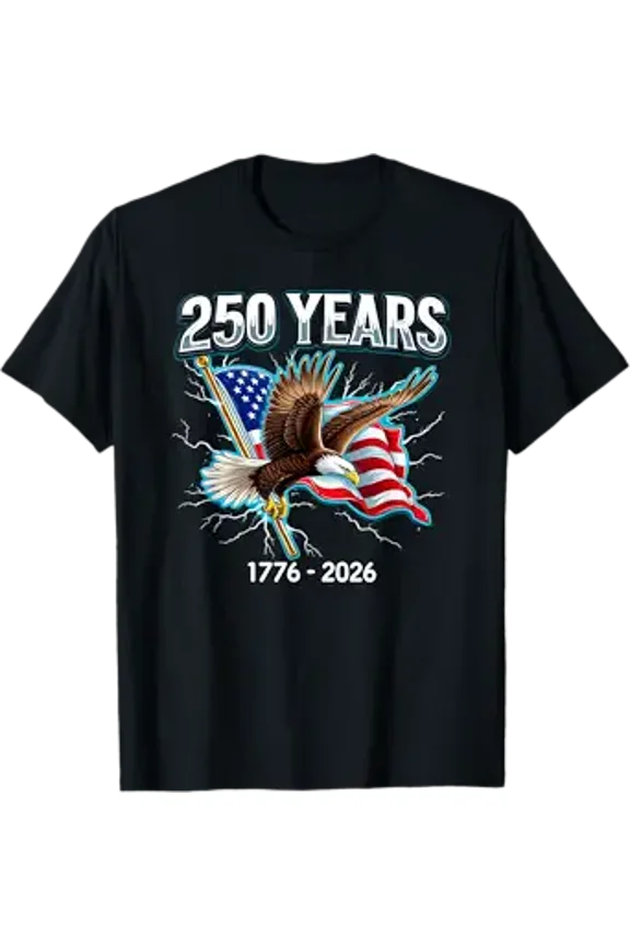 250 Years 1776-2026 American Flag Pride Eagle T-Shirt