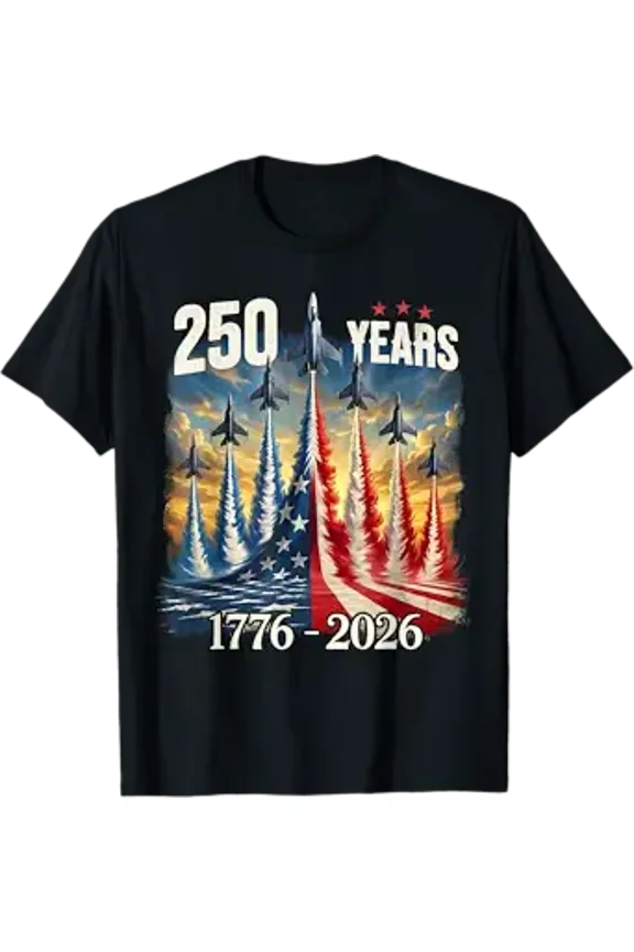 250 Years Fighter Jets USA Flag T-Shirt
