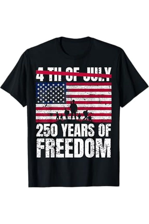 250 Years Of Defending Liberty Patriotic USA Flag Military T-Shirt