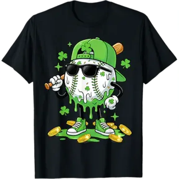 Kiraa Baseball Drip Ice Cream Apparel Youth Boy St Patricks Day T-Shirt