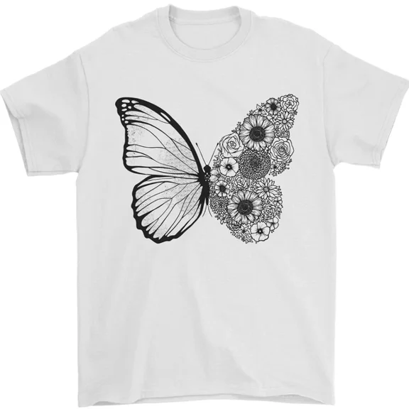 Kiraa Butterfly Flower Art Mens T-Shirt