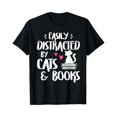 thumbnail image 1 of Kiraa Easily Distracted by Cats and Books - Cat & Book Lover T-Shirt, 1 of 3