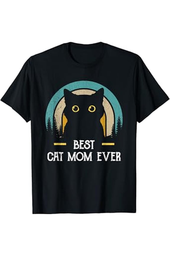 Mother's Day Cat Mommy Black Cat, Retro Best Cat Mom Ever T-Shirt