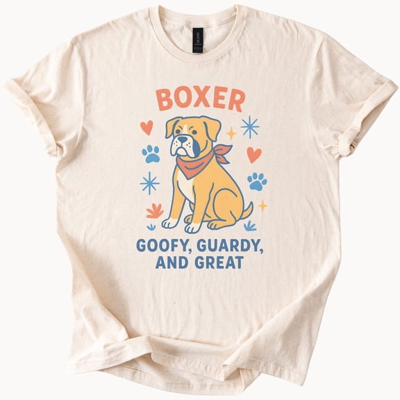 Kiraa Tee with Boxer Dog Graphic T Shirt Goofy Guardy And Great Cute Boxer Puppy Art Tee Fun Dog Lover Gift For Pet Owners Animal Paw Print Shirt Birthday Gifts; For Men & Women