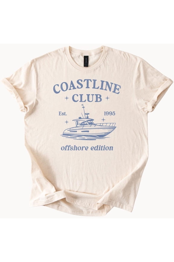 Tee With Coastline Club Offshore Edition Boat T Shirt Boating Tee Nautical Ocean Sea Yachting Shirt Gift For Him Her Est 1995 Crewneck Top Birthday Gifts; For Men & Women