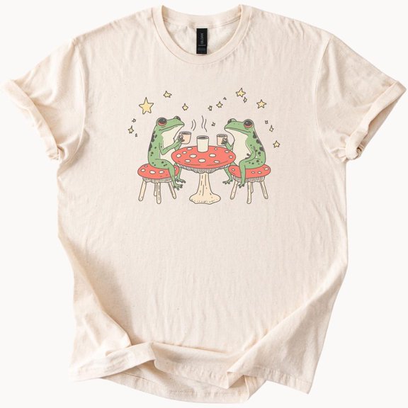 Kiraa Tee With Cottagecore Frog T Shirt Toad Lover Gift Frog Lovers Tshirt Mushroom Table Design Fairytale Woodland Tee Unique Nature Graphic Top Birthday Gifts; For Men & Women