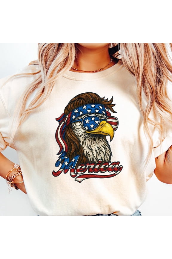 Tee With Eagle Merica Shirt, Merica Mullet Eagle Shirt, American Eagle, American Flag, 4Th Of July Shirt, Independence Day Tee, Shirt For 4Th Of July Birthday Gifts; For Men & Women