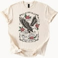 thumbnail image 1 of Kiraa Tee With Eagle Rock And Roll Graphic Tee With Roses Love Free Spirit Bold Tattoo Style Biker Shirt For Music Lovers Retro Western Graphic Shirt Birthday Gifts; For Men & Women, 1 of 4