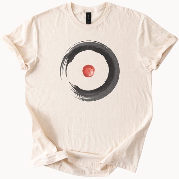 Kiraa Tee With Enso Circle T-Shirt Zen Symbol Graphic Tee Minimalist Design Spiritual Clothing Brush Stroke Art Unisex Top Birthday Gifts; For Men & Women