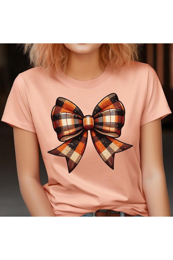 Tee With Fall Plaid Coquette Bow T-Shirt, Ahh Fall Shirt, Fall Season Tee, Fall Leaves Shirt, Fall Gnome Shirt, Pumpkin Tee, Autumn Tee, Fall Tree Birthday Gifts; For Men & Women