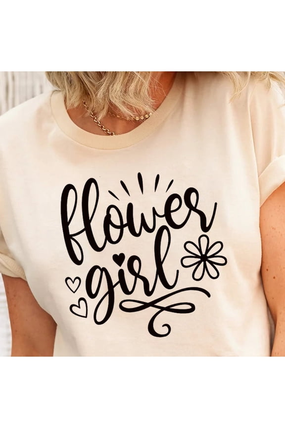 Tee With Flower Girl Shirt, Cute Flower Girl Idea, Wedding Tshirt, Matching Bridesmaid Tshirt, Bridal Tshirts, Flower Girl Wedding Party Shirt Birthday Gifts; For Men & Women