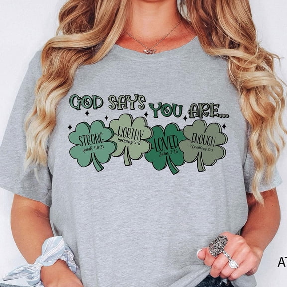 Kiraa Tee With God Say You Are Shirt,St Patrick Day Coquette Bow Tee,Lucky Vibes, Jesus Patrick, Religious Tee, Irish Day, Christian Patrick,Lucky Shamrock Birthday Gifts; For Men & Women