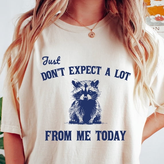 Kiraa Tee With Just Don'T Expect A Lot From Me Today Shirt, Funny Raccoon Unisex Tshirt, Vintage Retro Graphic Sarcastic Meme T Shirt, Comfort Colors Shirt Birthday Gifts; For Men & Women